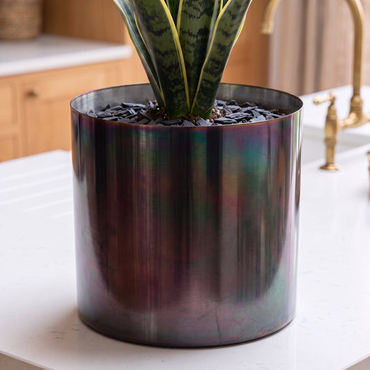 Leaf Planter Plant Pot Iridescent Rainbow Finish 20 x 18cm