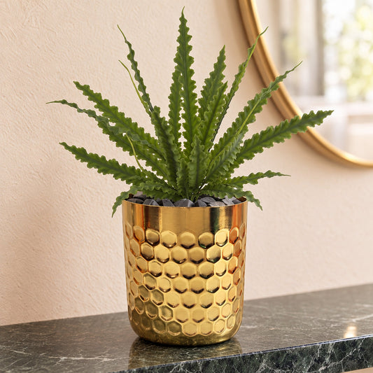 18cm Honeycomb Planter Gold x 15.5cm