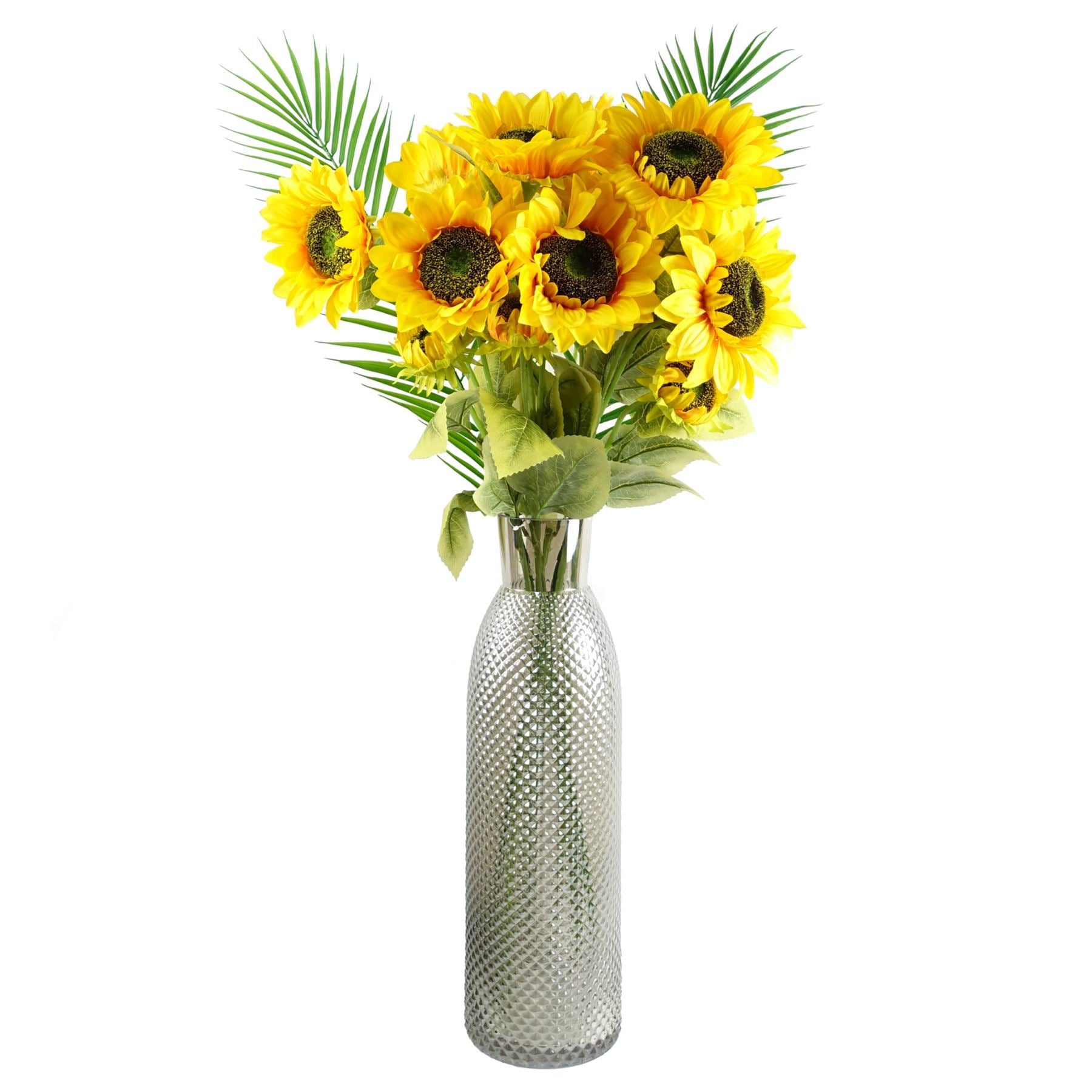 50cm Smoke Grey Diamond Tall Glass Vase – image 5