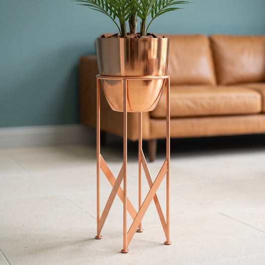 55cm Copper Planter with Matching Stand