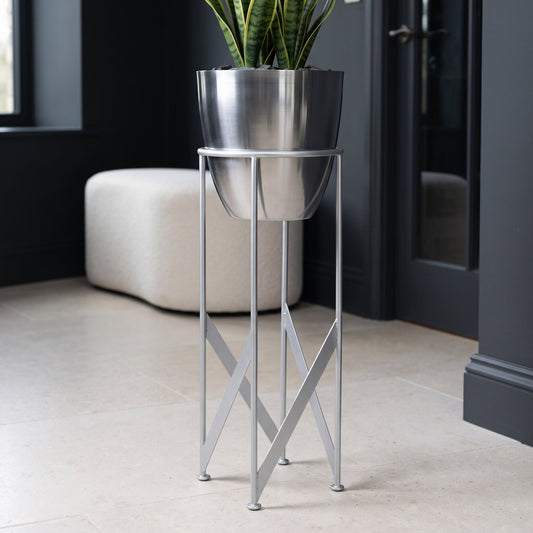 55cm Silver Planter with Matching Stand