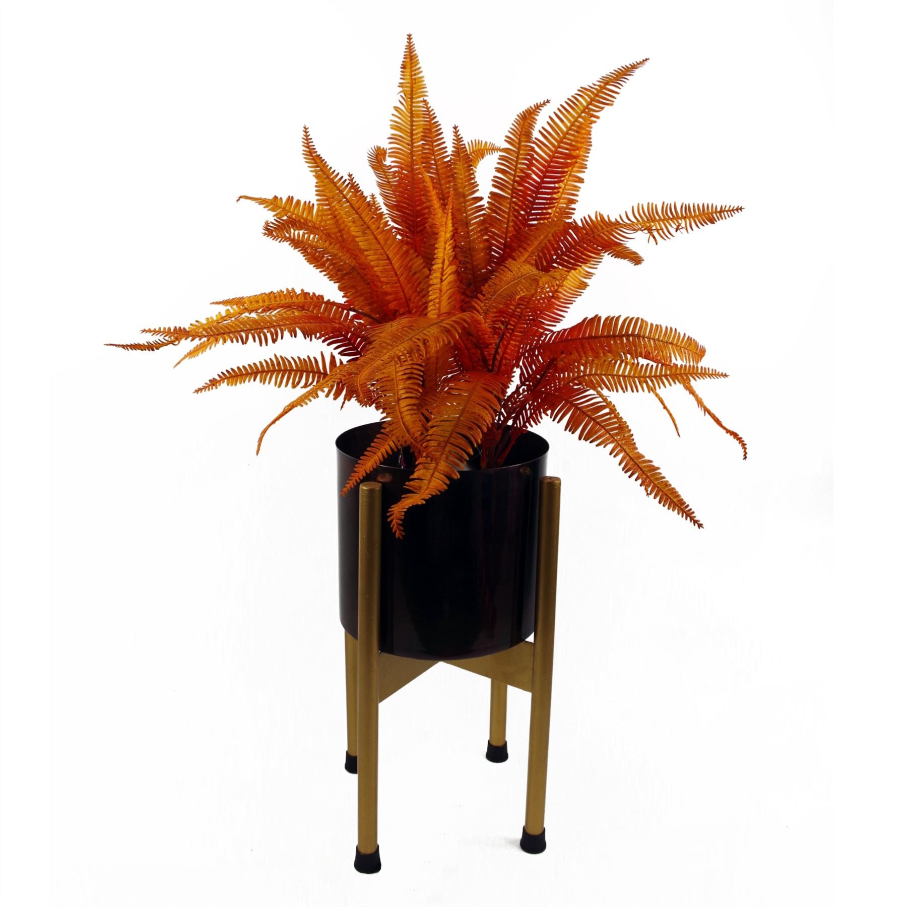 55cm Artificial Autumn Orange Fern Bush Plant – image 3