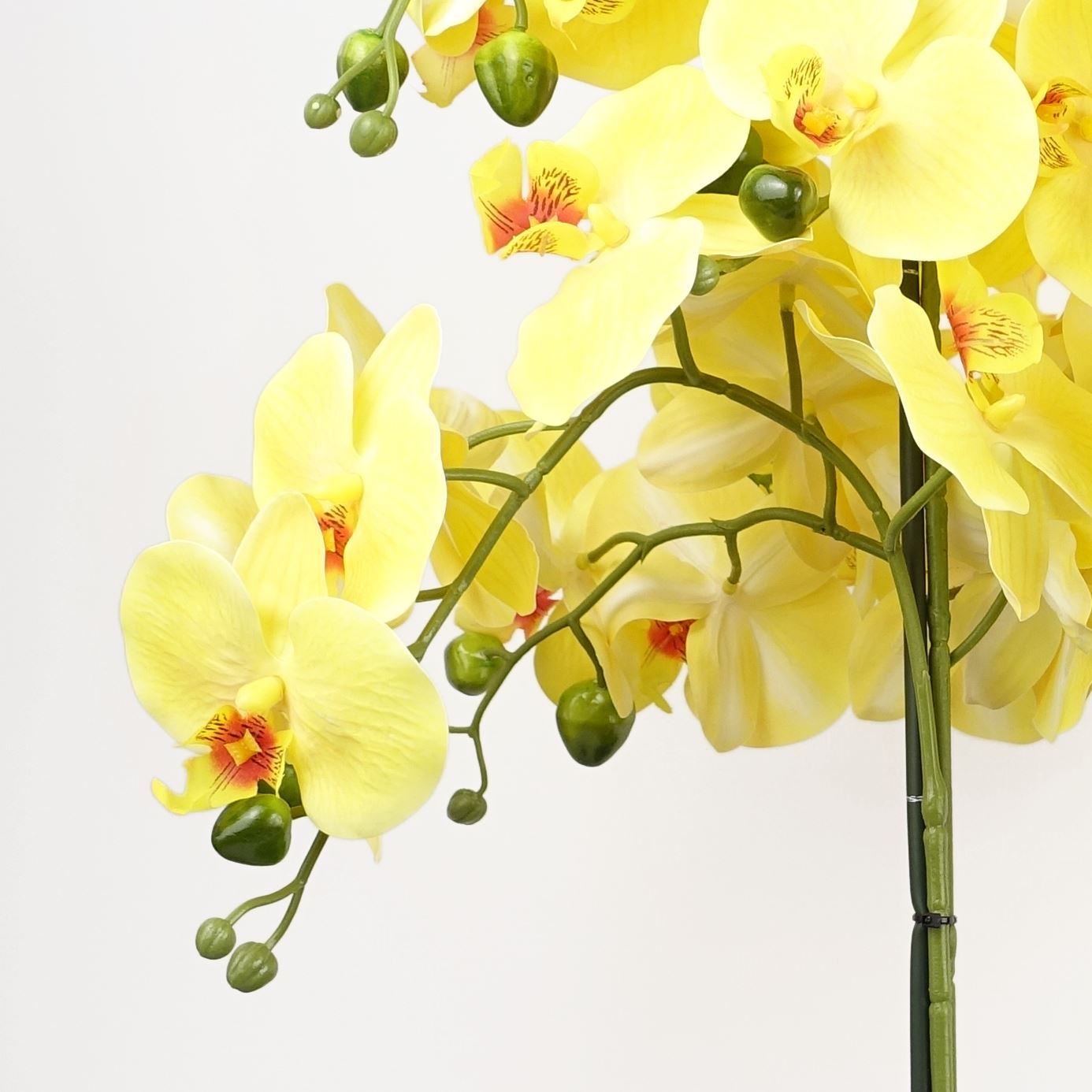 Artificial 60cm Orchid Yellow Black Ceramic Planter – image 3