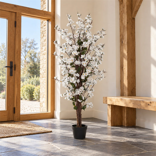 120cm Artificial White Blossom Tree
