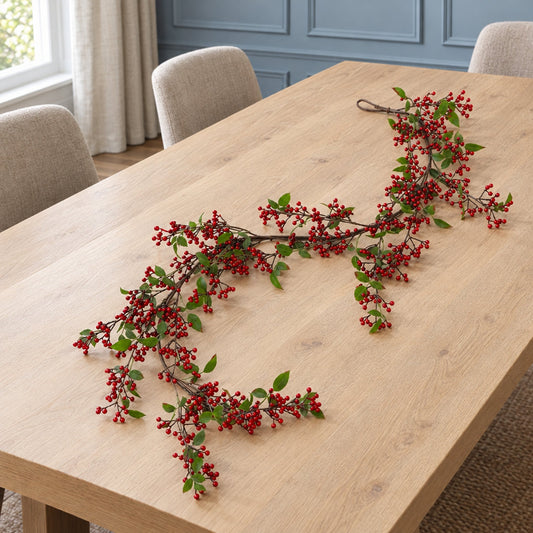 150cm Artificial Luxury Christmas Natural Red Berry Floristry Garland
