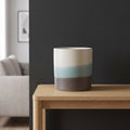 12cm Blue Sand Stripe Ceramic Planter