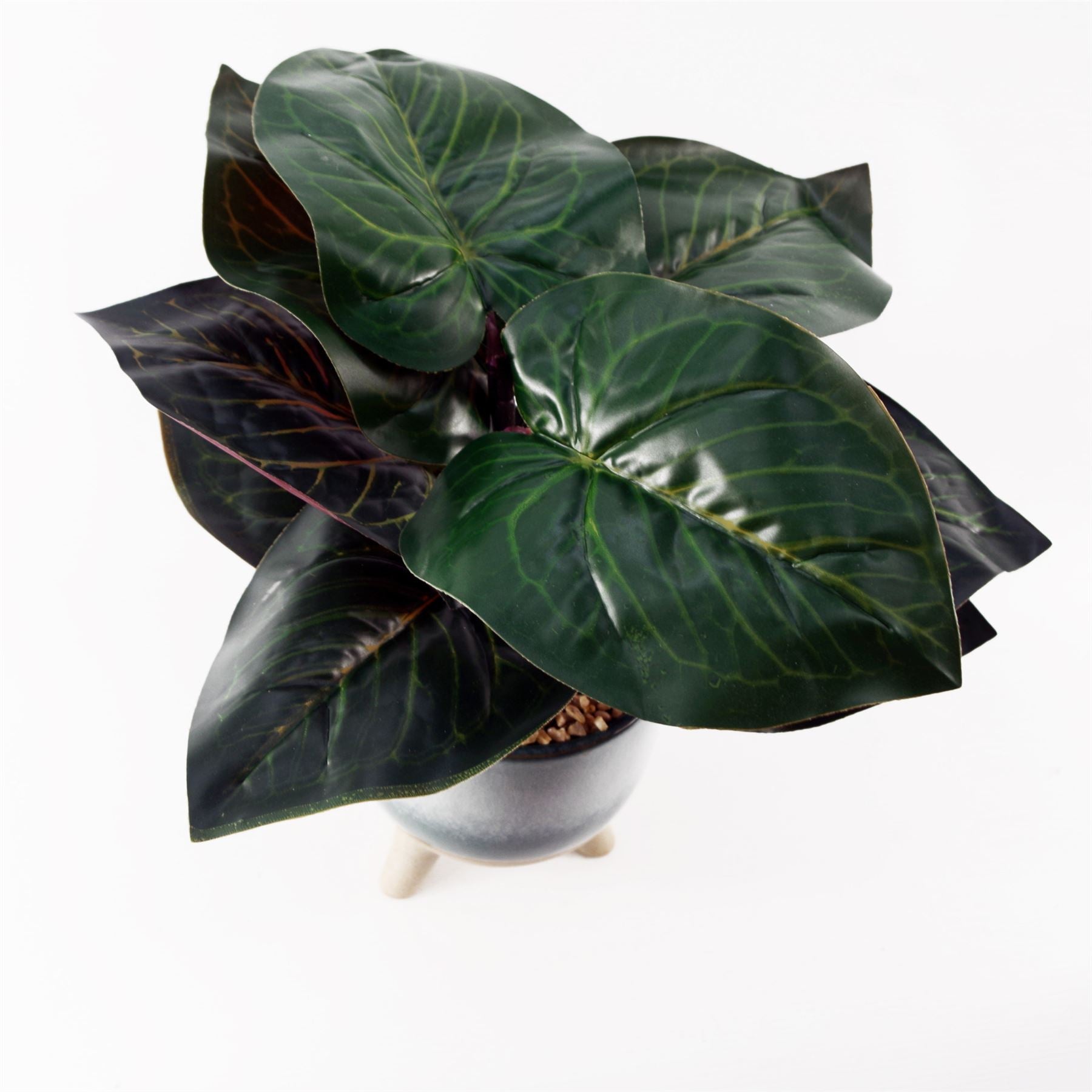 35cm Artificial Ficus Plant with Teal Blue Green Ceramic Planter – image 4