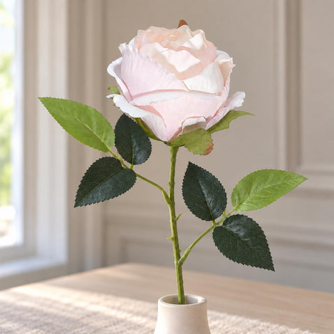 55cm Artificial Light Pink Rose Stem