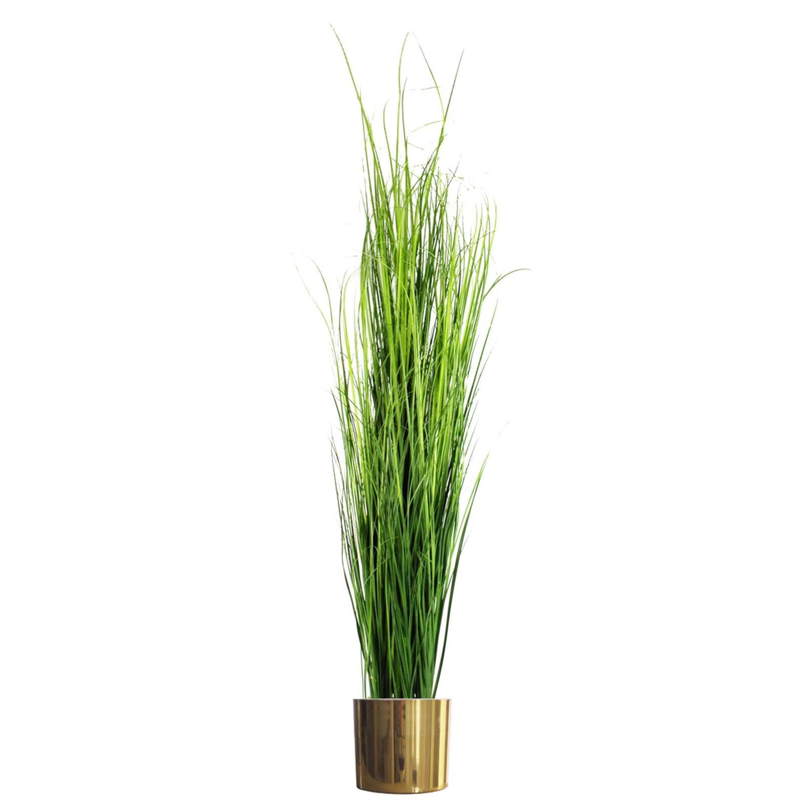 130cm Artificial Onion Grass Plant with Gold Planter – image 2