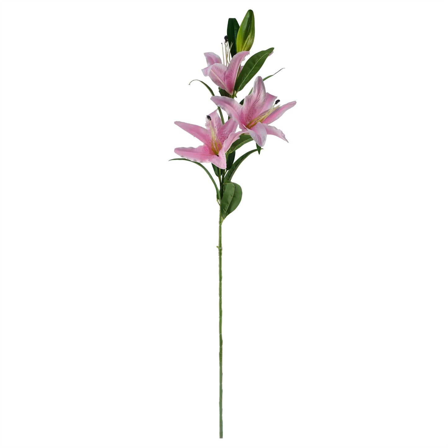100cm Artificial Large Pink Lily Stem 3 Flowers – image 3