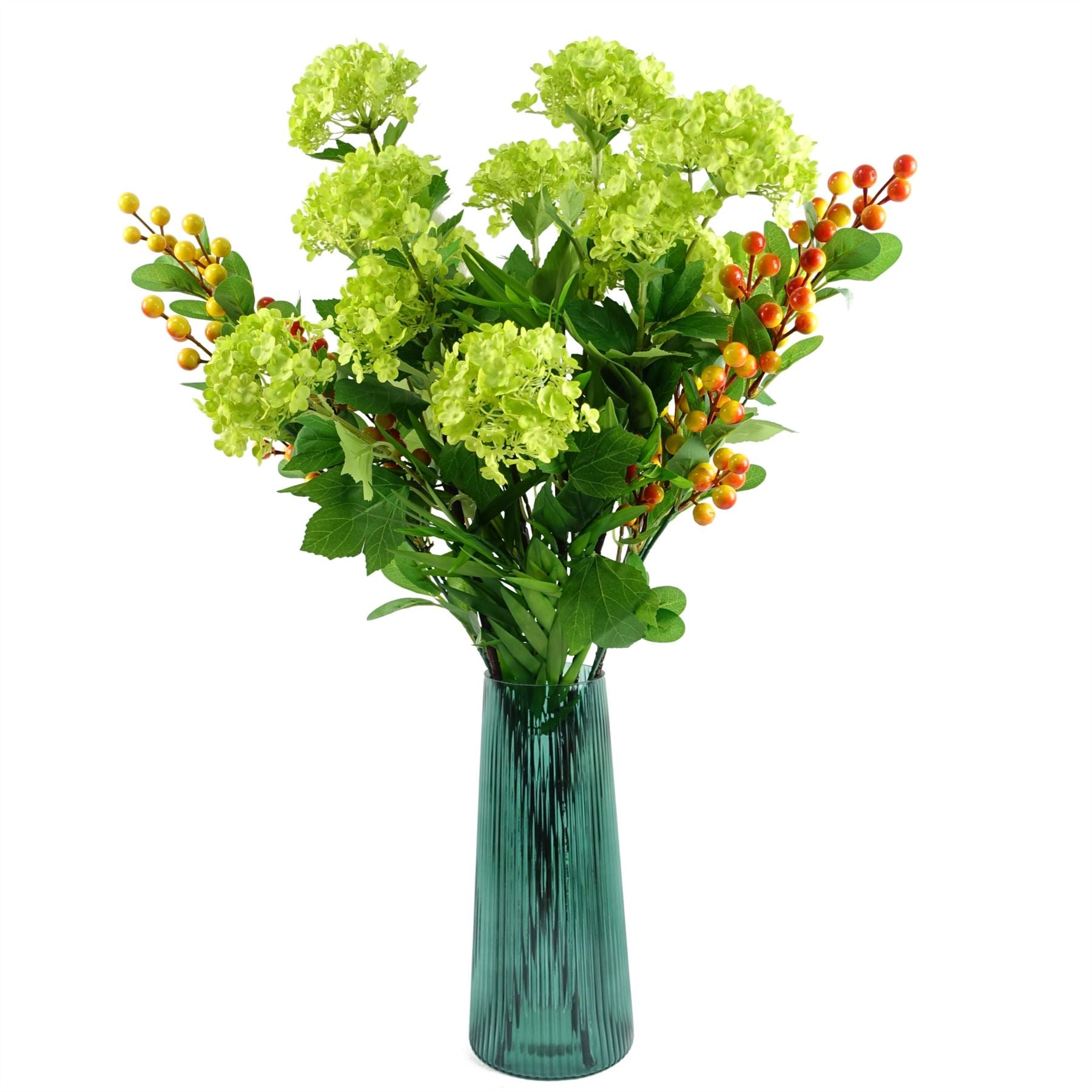 28cm Green Ridged Glass Vase – image 2