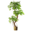 140cm Artificial Japanese Fruticosa Ficus Tree Gold Metal Planter