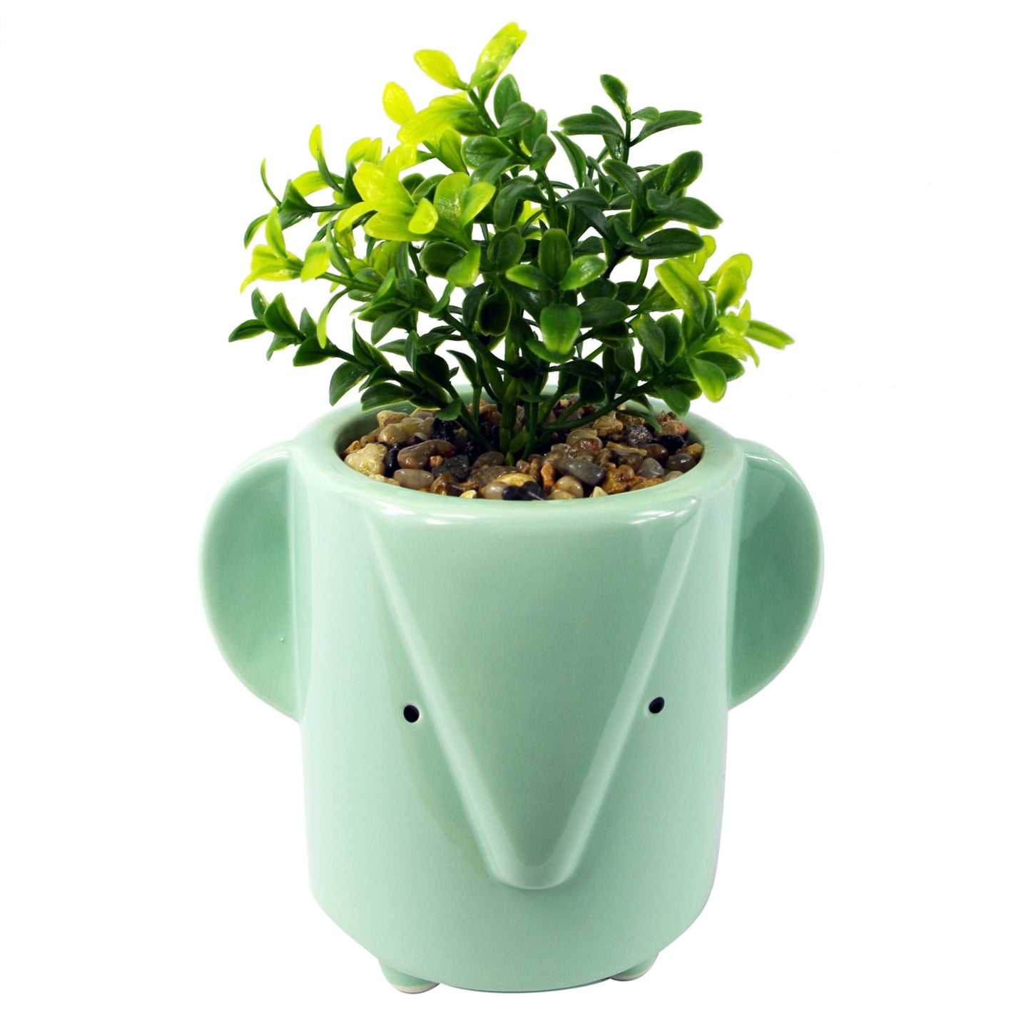 13cm Ceramic Blue Elephant Planter – image 2
