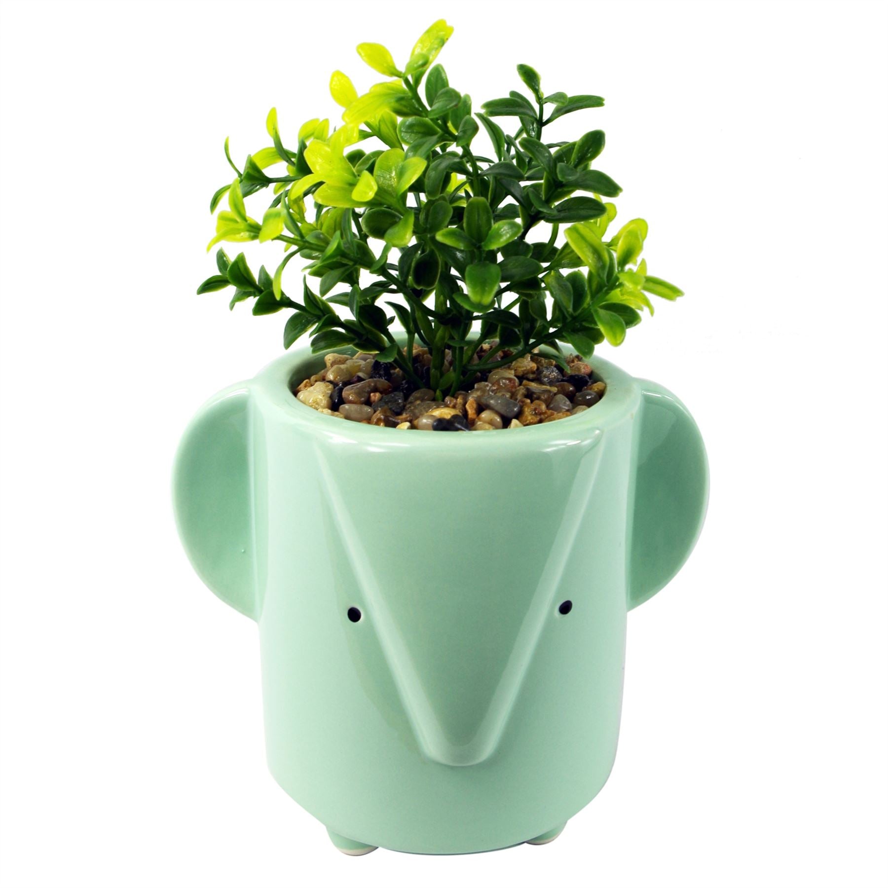 13cm Ceramic Blue Elephant Planter – image 2