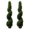 Artificial 120cm Pair of Spiral Buxus Tree UV Resistant Outdoor