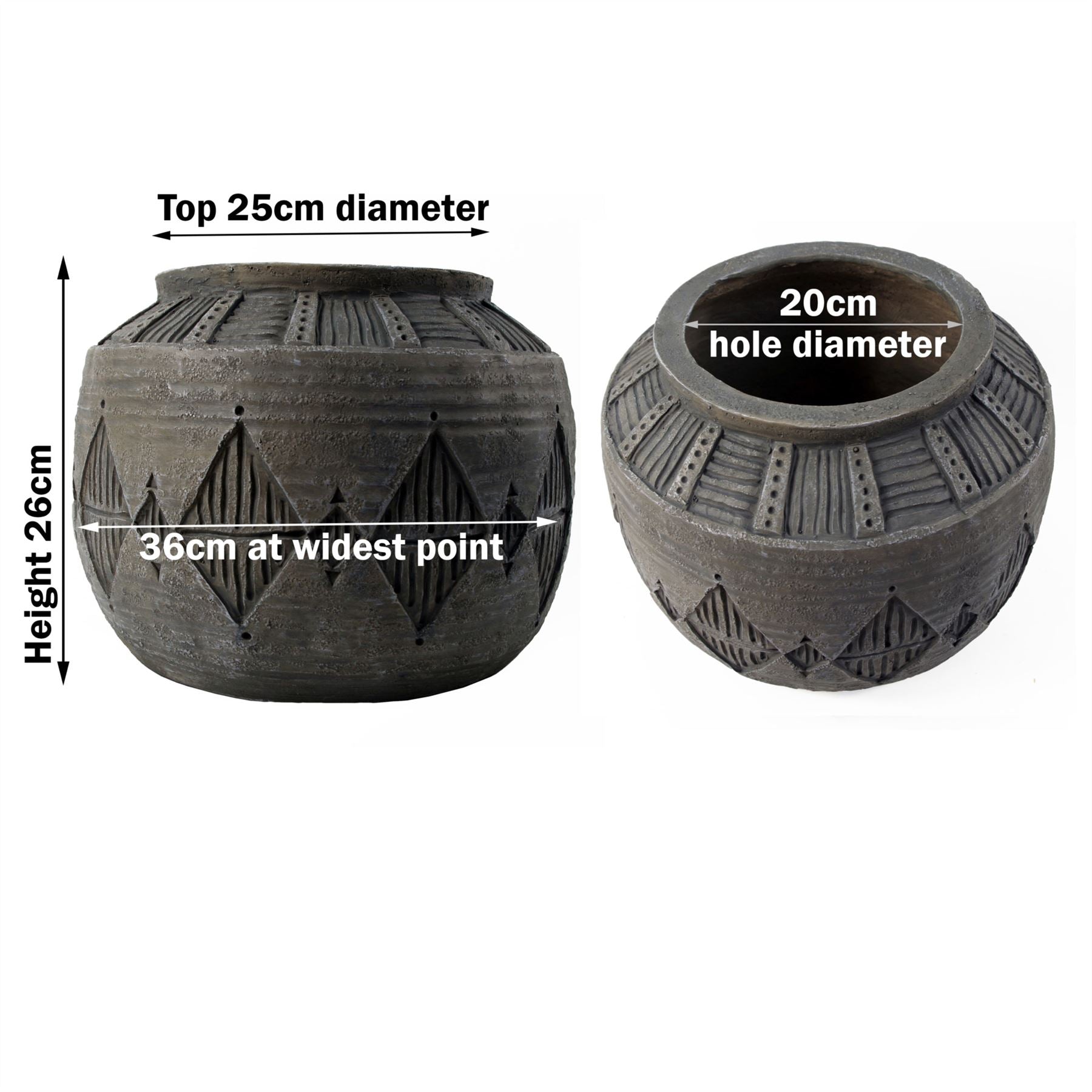 x 36cm Large Grey Gliese Diamond Planter 26cm – image 3