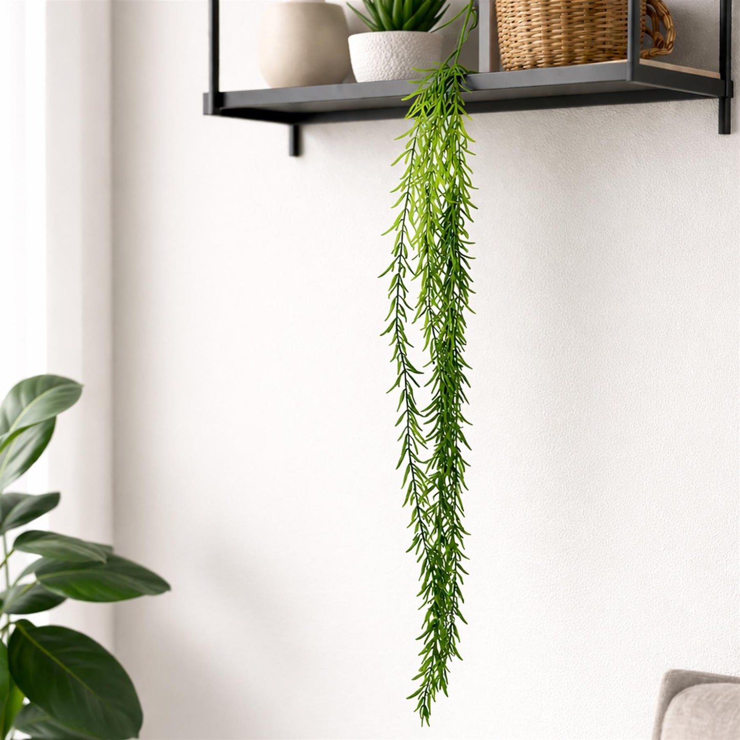 100cm Artificial Trailing Rhipsalis Hanging Plant Dark Green Tips – image 4
