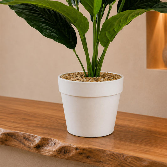 38cm Artificial White Peace Lily Plant in White Pot