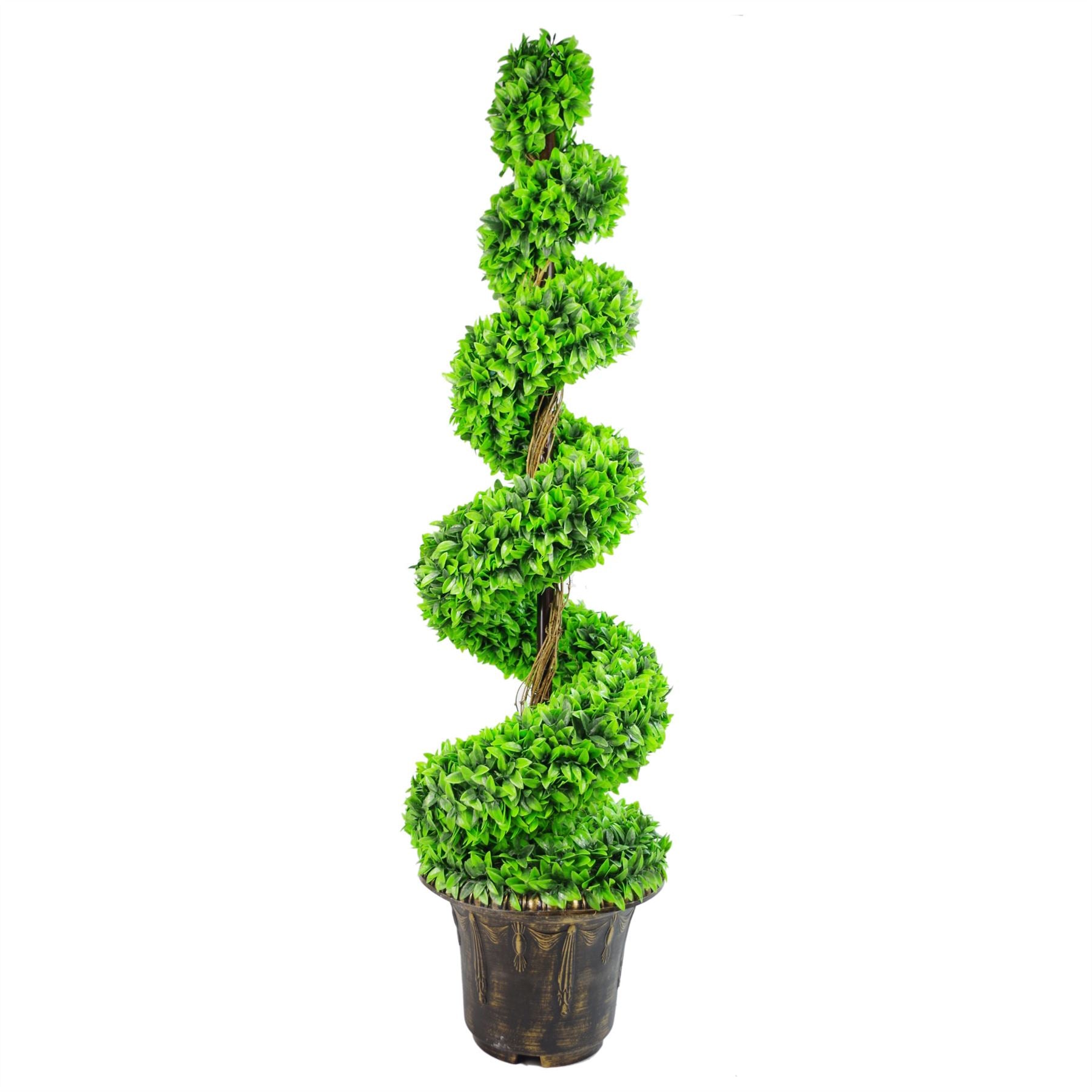 120cm Artificial Purple Large Leaf Spiral with Decorative Planter – image 2