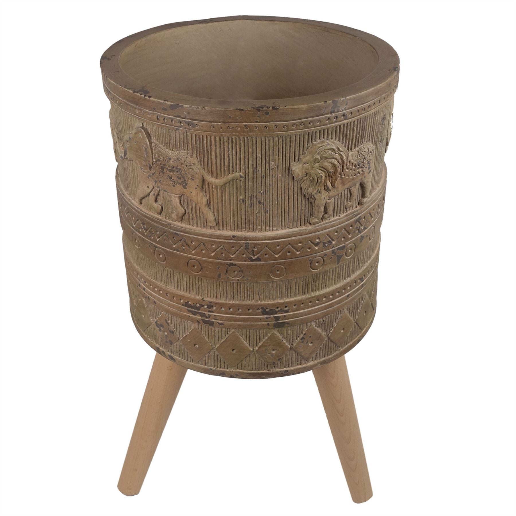 55cm x 29cm Jungle Planter with Legs Embossed Lion Elephant Large – image 7