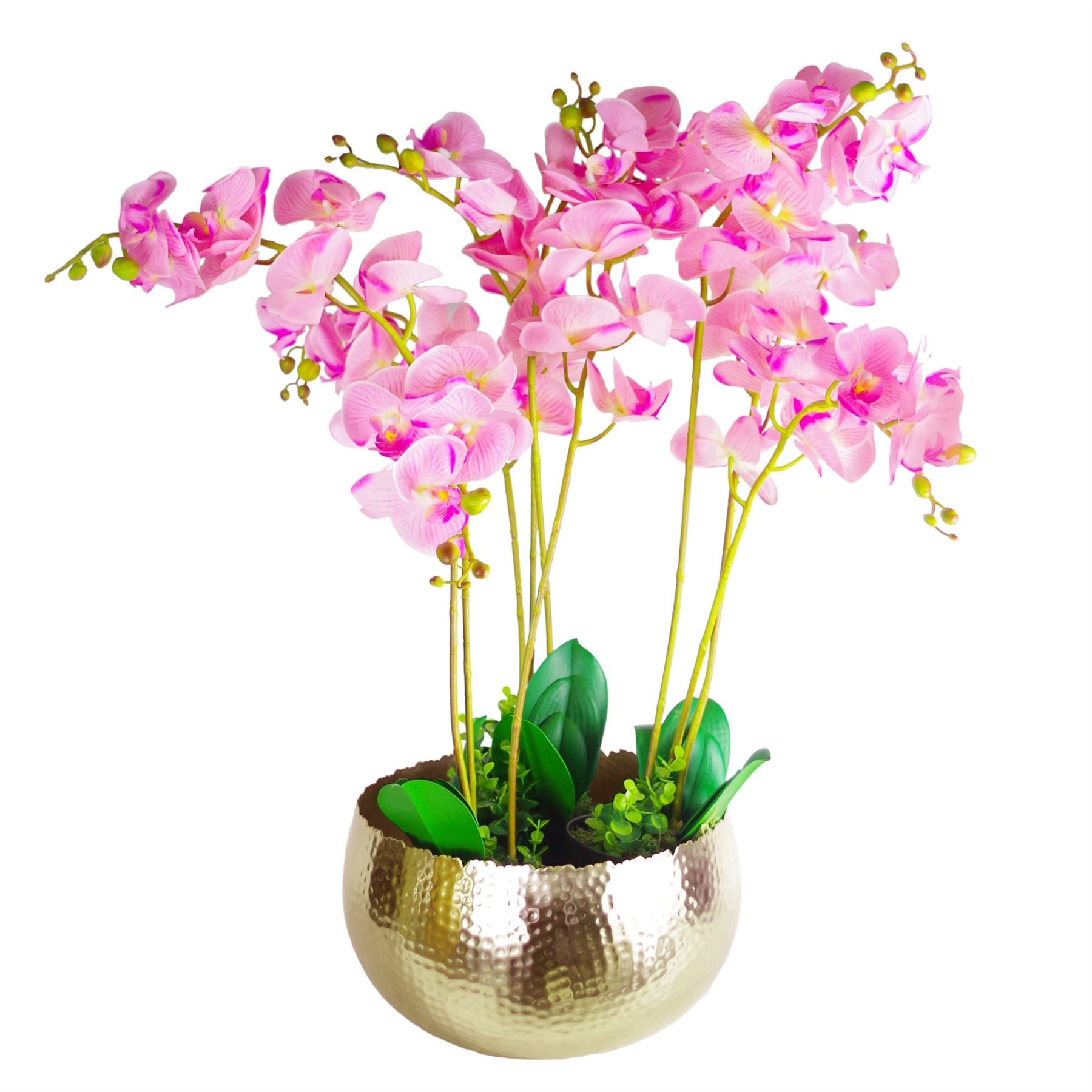 Leaf XL Metal Bowl Planter 32 x 20cm Hammered Gold Colour Curvy Edge – image 3