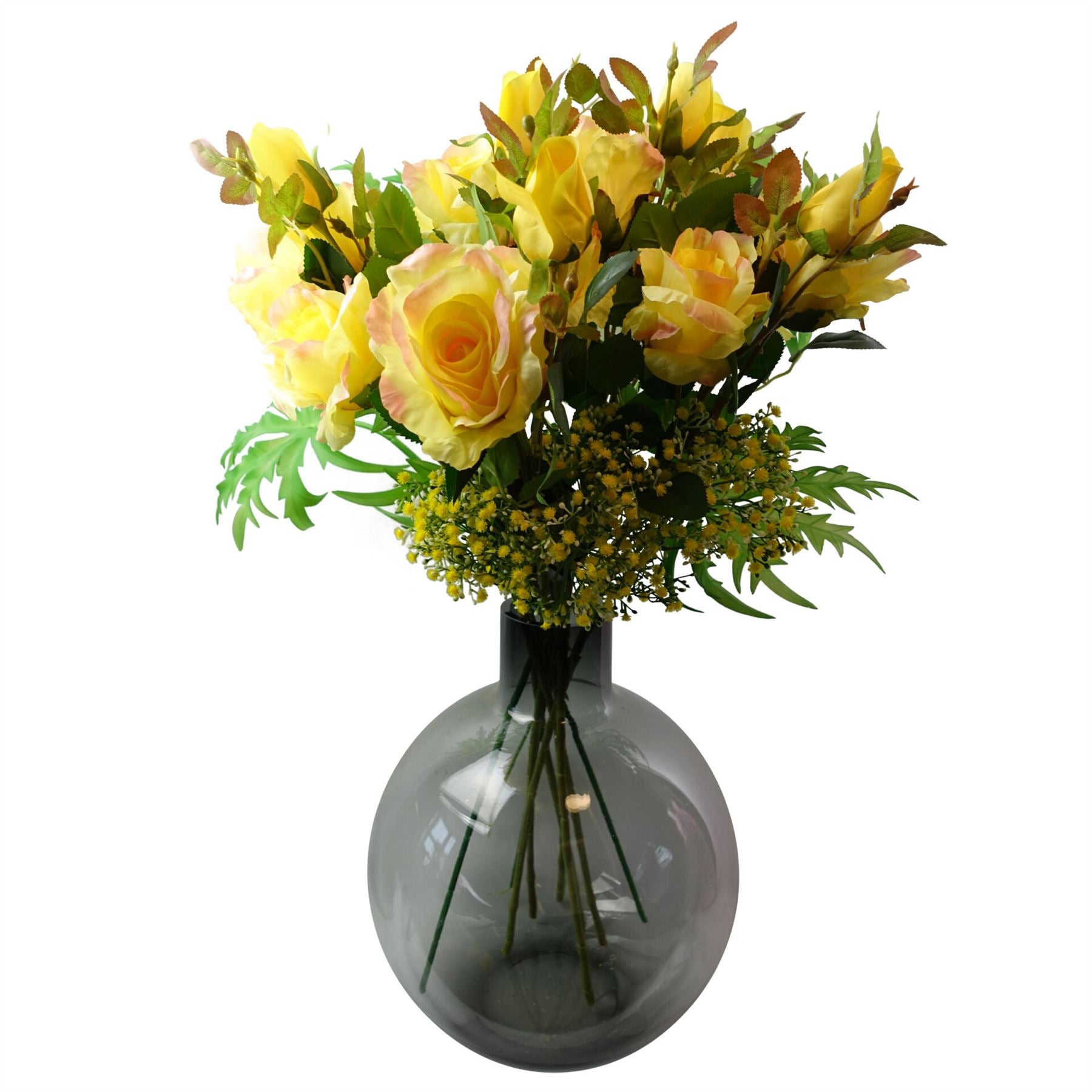 80cm Artificial Yellow Rose Stem 3 flowers – image 5