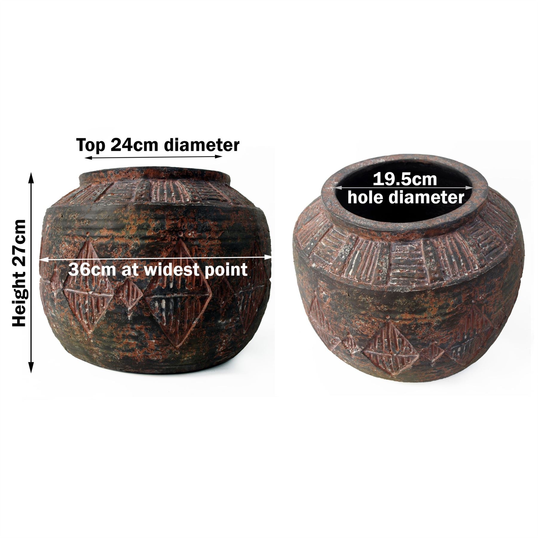 27cm x 36cm Aztec Diamond Large Planter BrownBrown – image 4