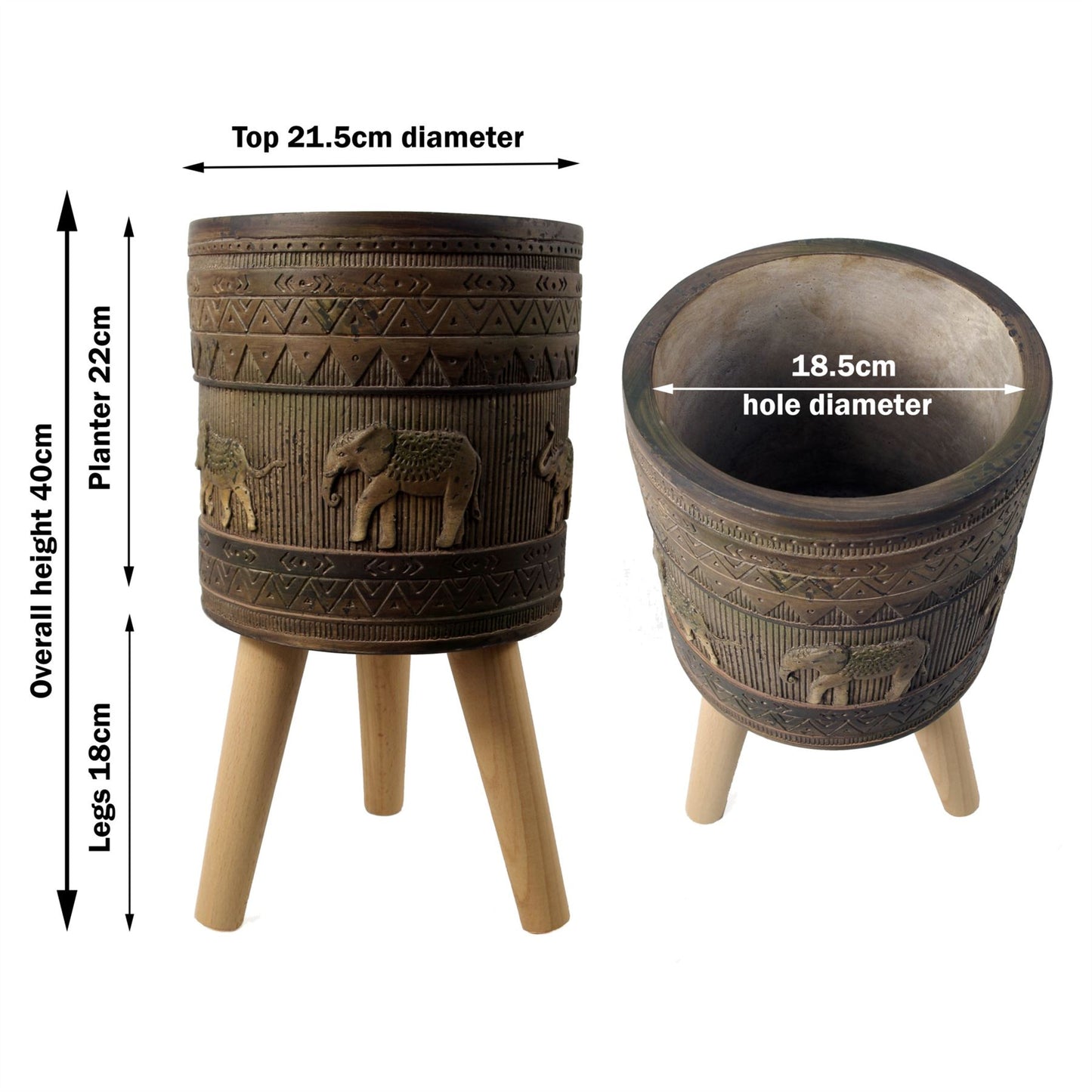 40cm x 21.5cm Zandi Elephant Composite Large Planter – image 3