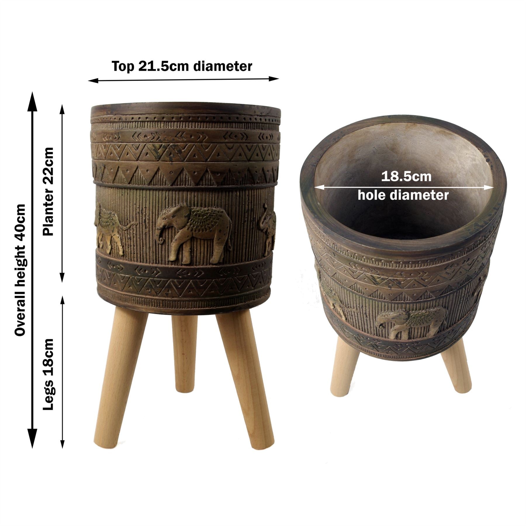 40cm x 21.5cm Zandi Elephant Composite Large Planter – image 3