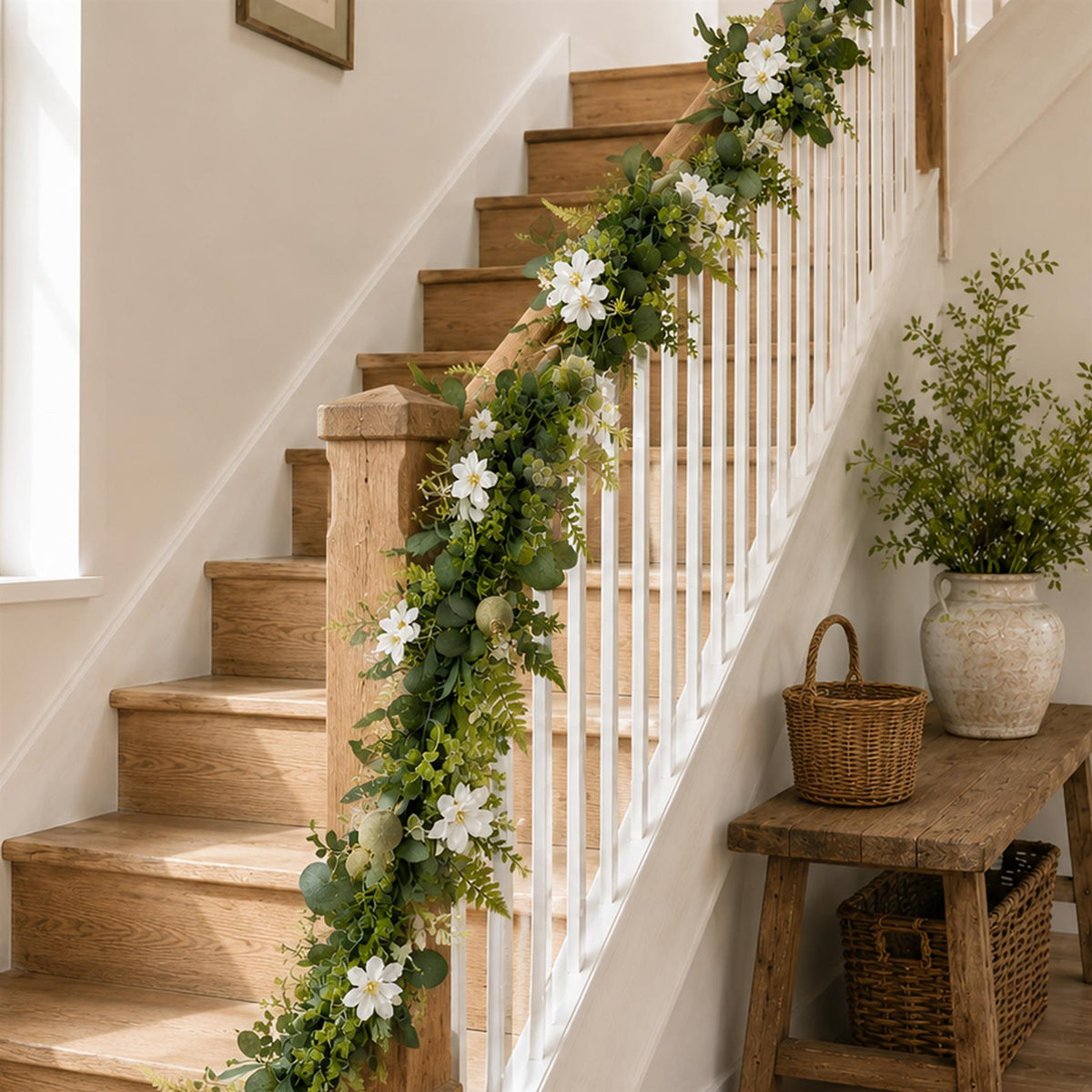 155cm Artificial White Spring Flower Garland