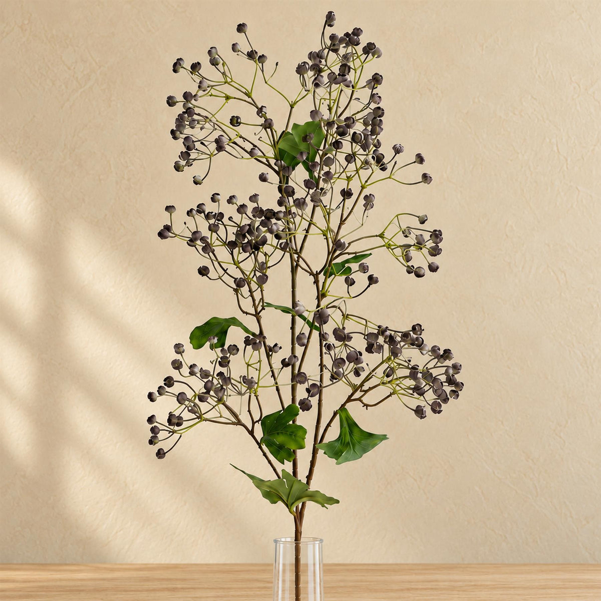 86cm Artificial Blue Daphne Berry Spray