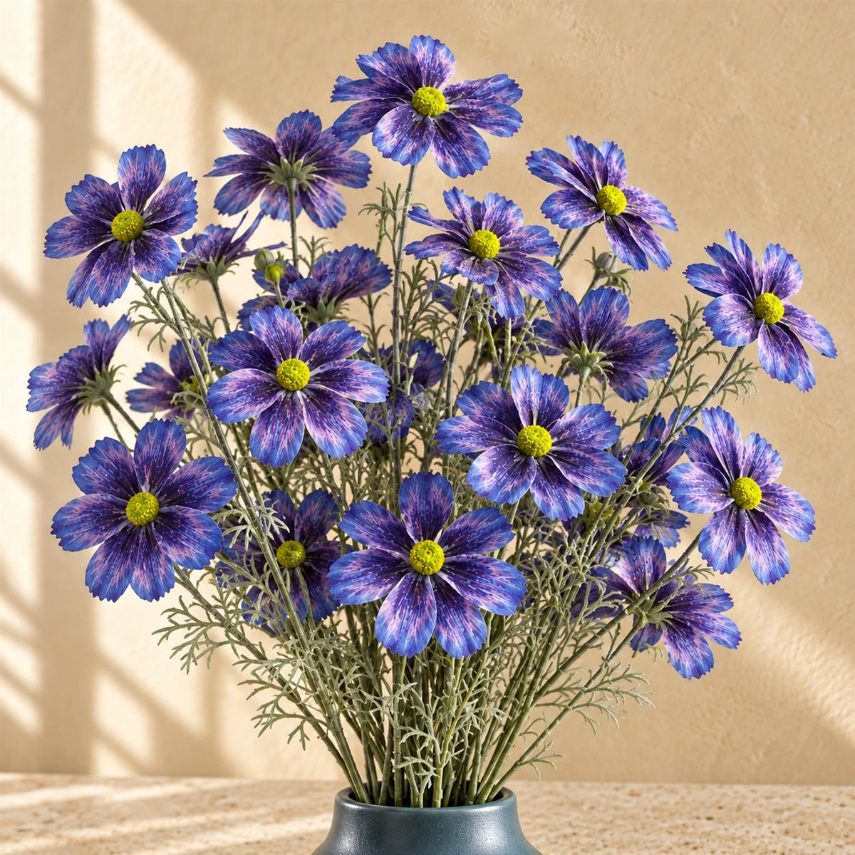 63cm Real Touch Artificial Purple Cosmos Spray - 4 Flowers