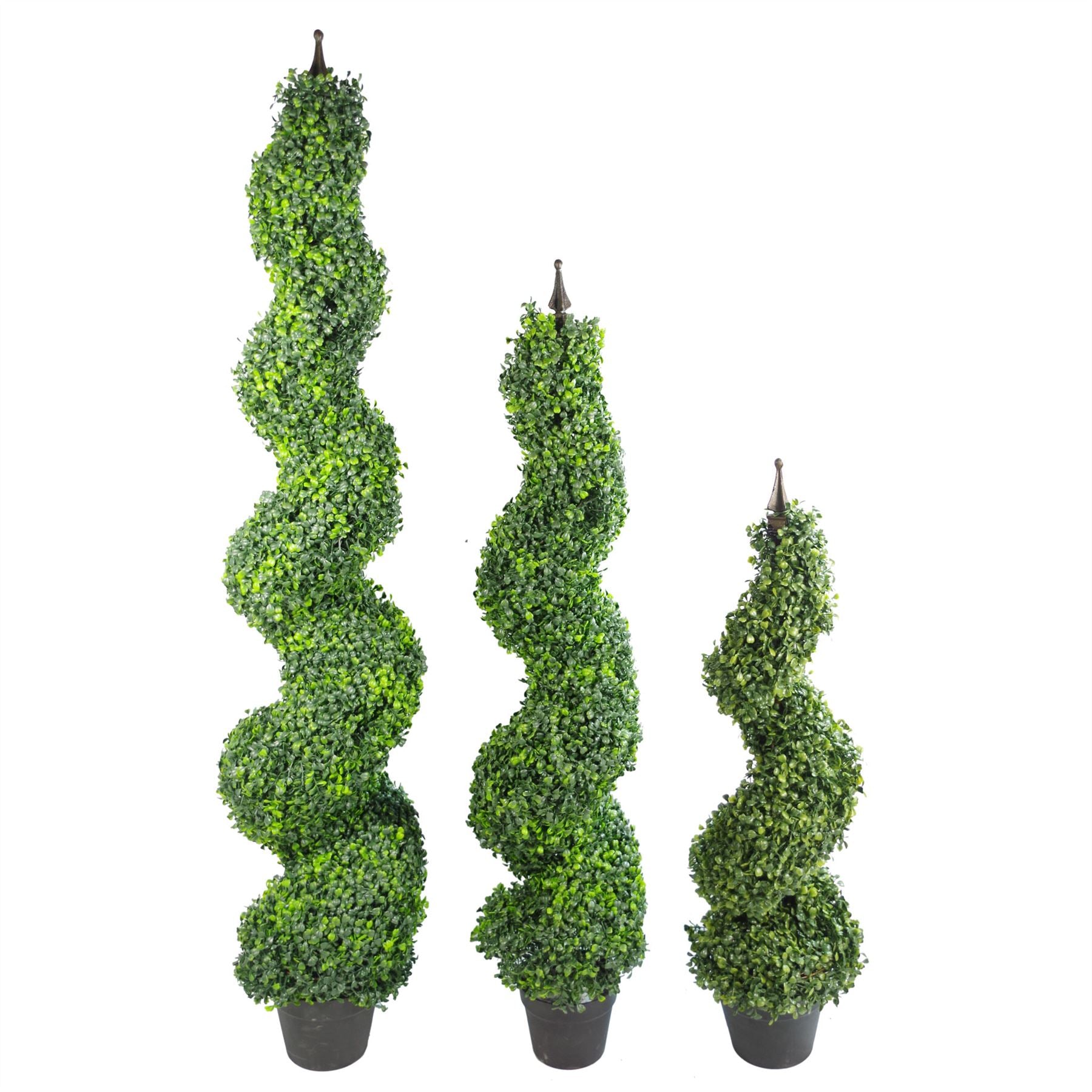 Pair of 120cm Tall Artificial Boxwood Tower Trees Topiary Spiral Metal – image 5