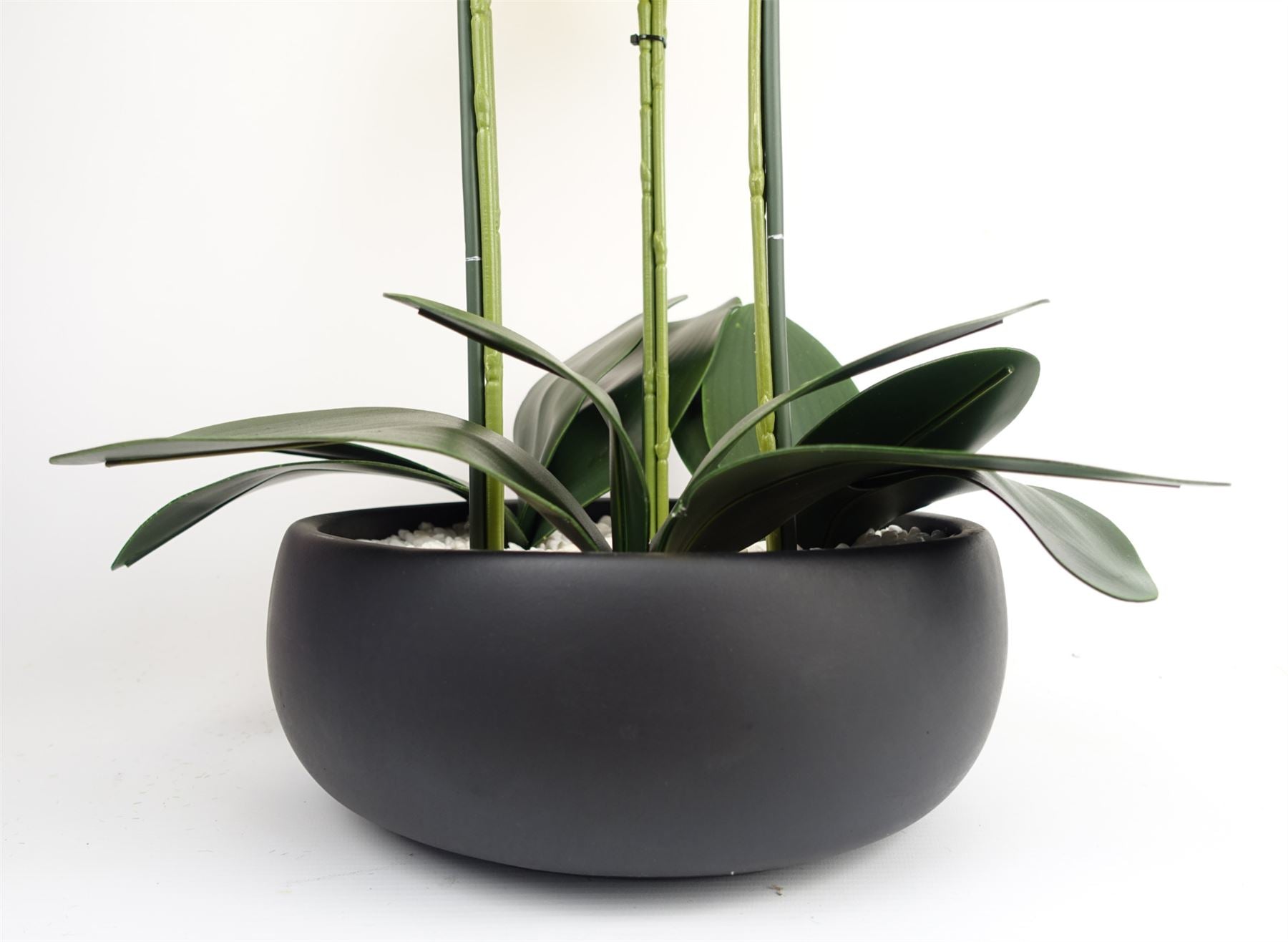 Artificial 60cm Orchid Yellow Black Ceramic Planter – image 4