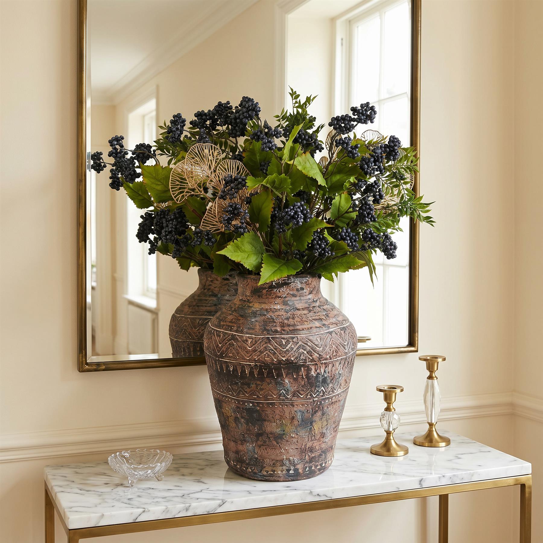 40cm x 32cm Aztec Large Composite Textured Vase Composite Plant Pot – image 2