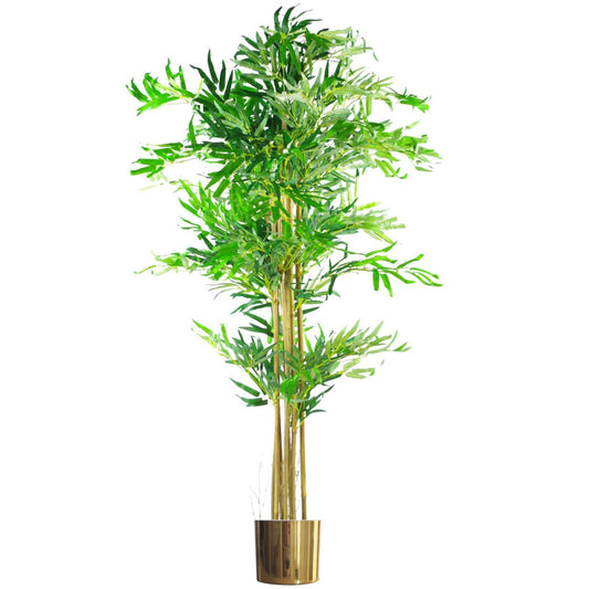 150cm Natural Look Artificial Bamboo Plants Trees XL with Gold Planter – image 2