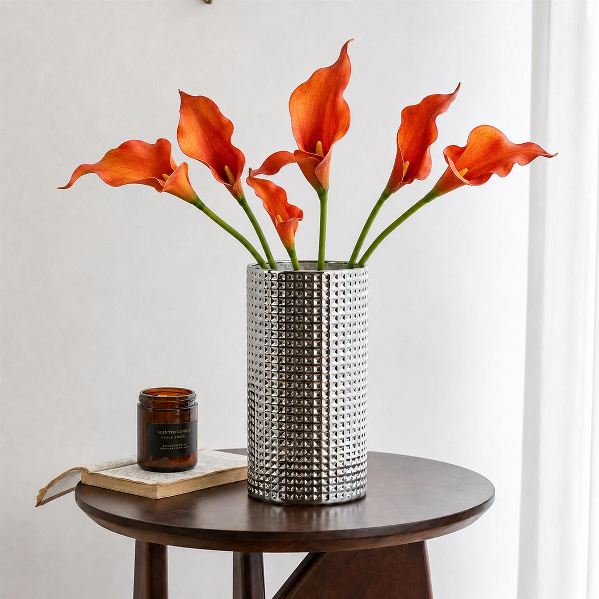 70cm Artificial Orange Calla Lily Stem