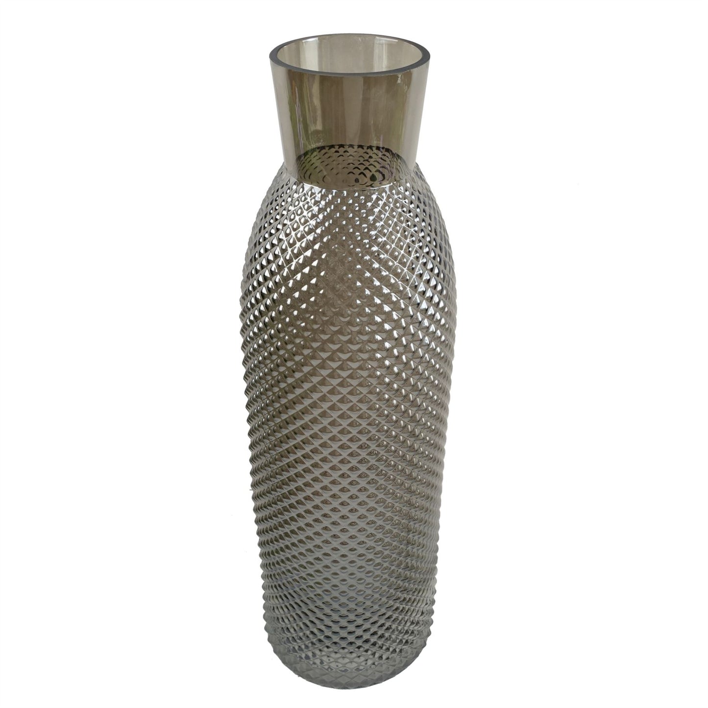 50cm Smoke Grey Diamond Tall Glass Vase – image 3