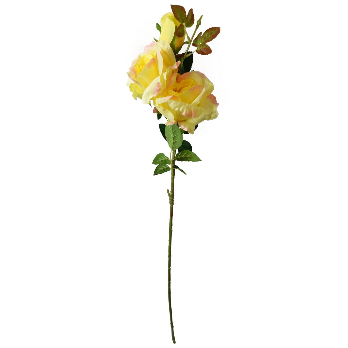 80cm Artificial Yellow Rose Stem 3 flowers – image 2