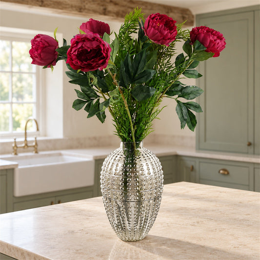 80cm Bubble Vase Artificial Peony Flowers