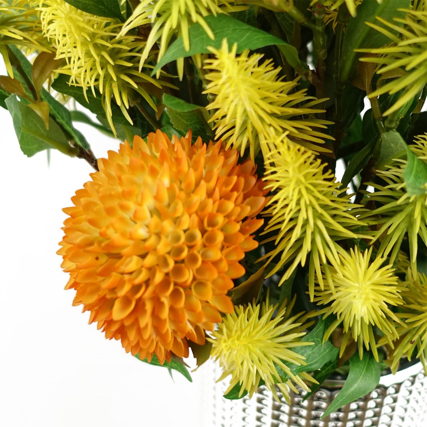 70cm Large Ball Dahlia Artificial Flower Stem Yellow – image 10