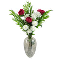 85cm Artificial White Carnation Pink Peony and Fern in Glass Vase