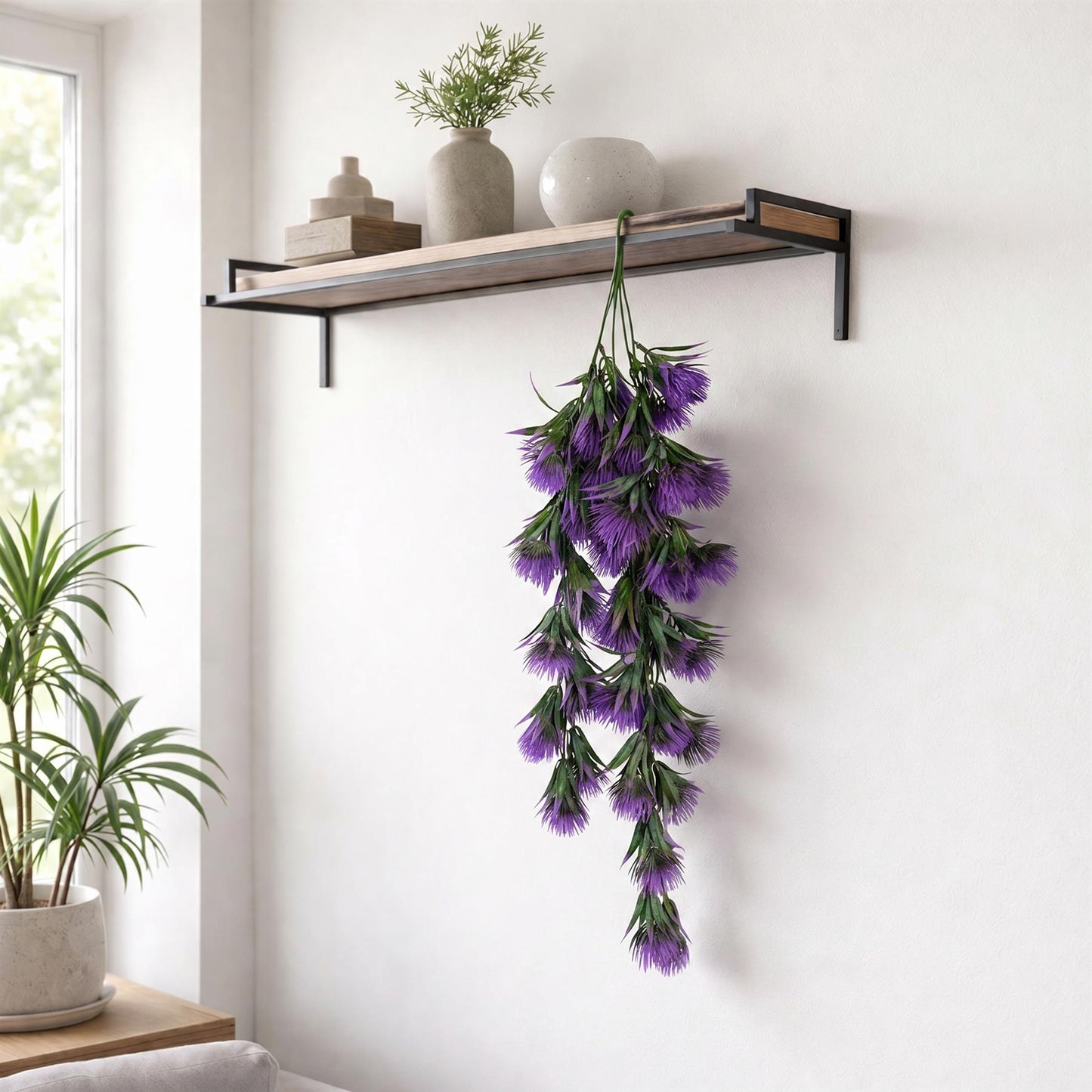 75cm Artificial Purple Thistle Trailing Hanging Plant Faux Floral – image 3