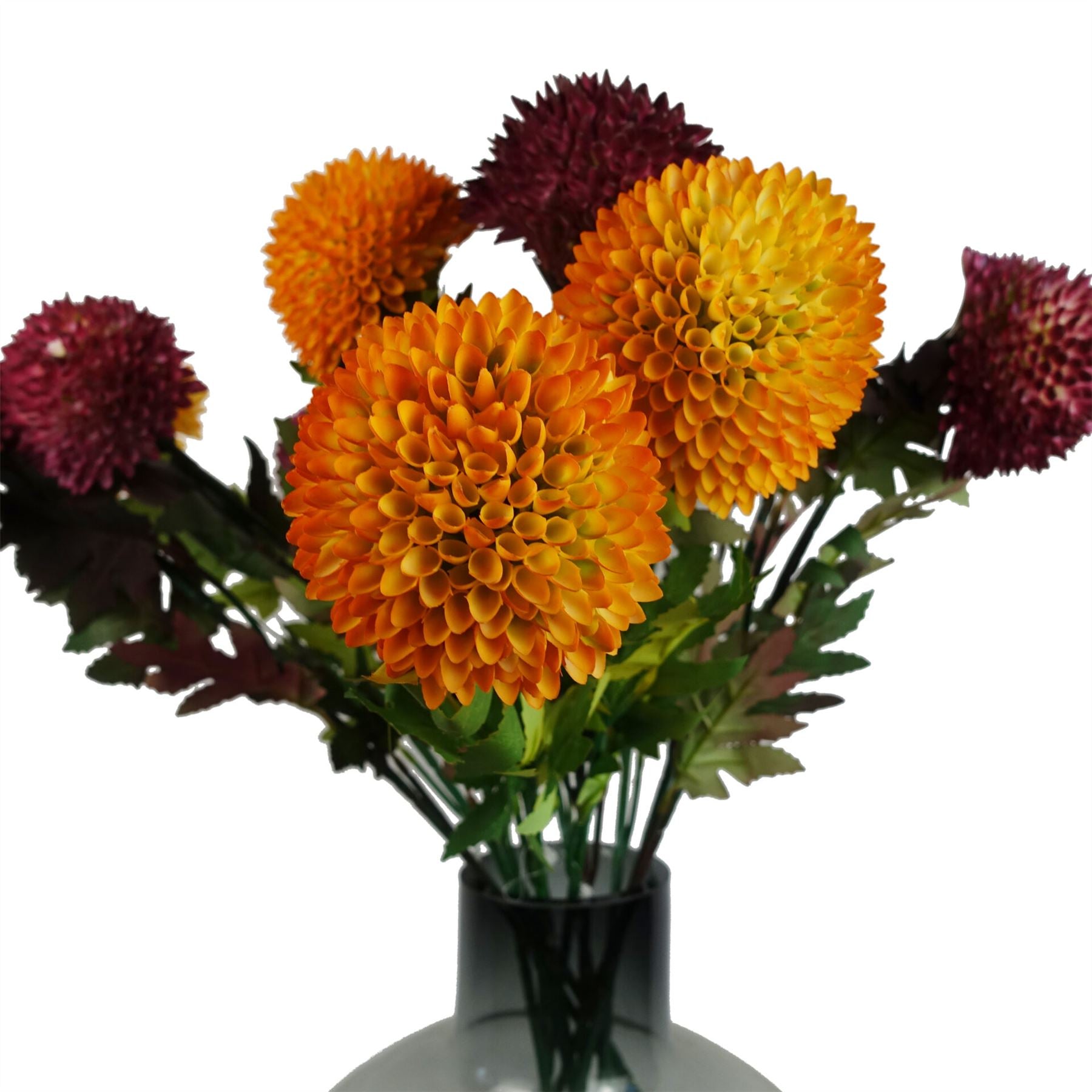 70cm Large Ball Dahlia Artificial Flower Stem Yellow – image 4