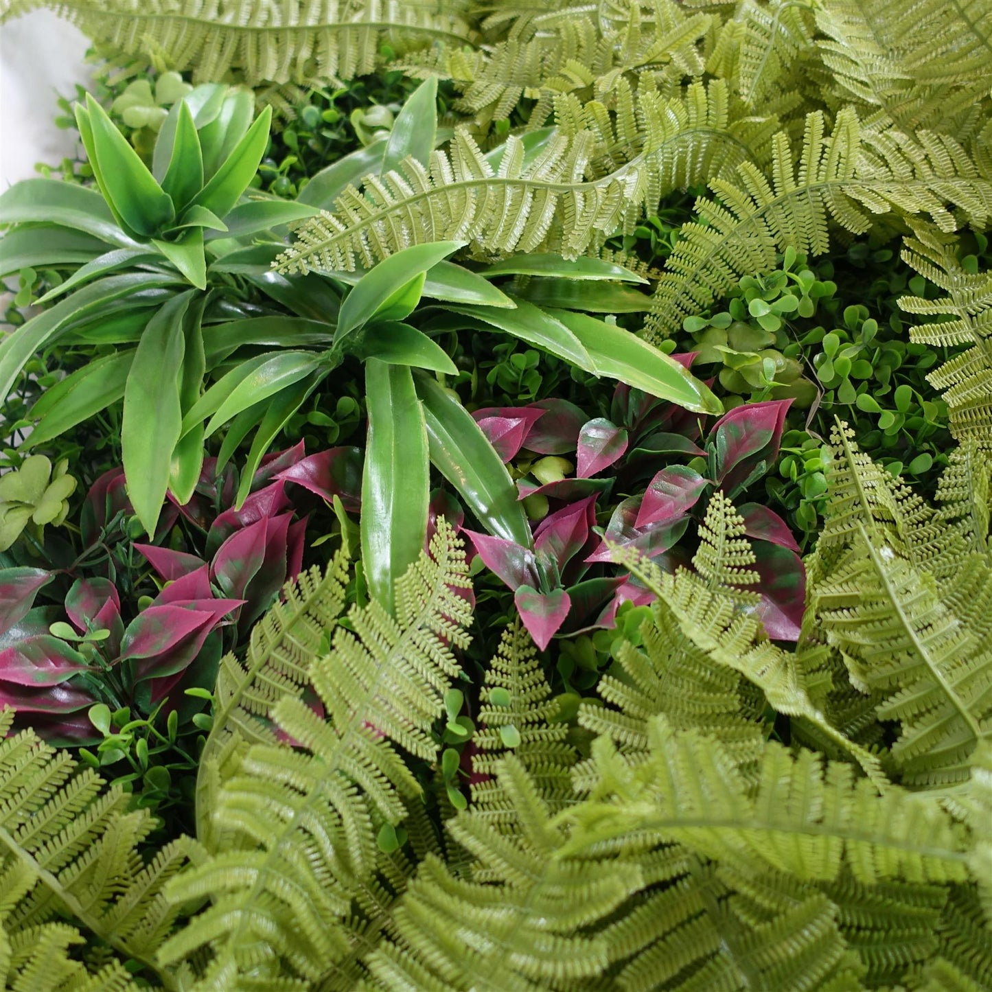 100cm Artificial Fern Mixed Foliage Green Wall Panel Burgundy Grass – image 3