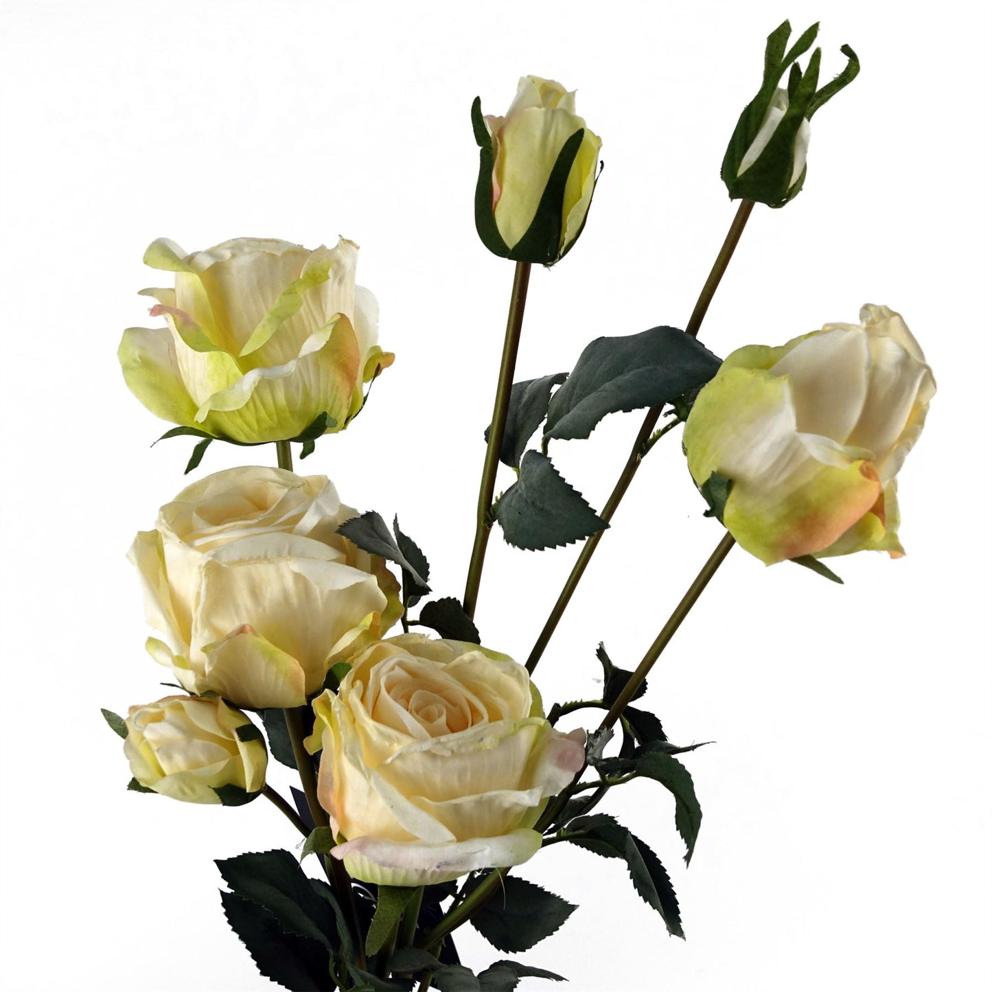 60cm Cream Rose Artificial Flowers Spray 4 Flowers 3 Buds – image 3