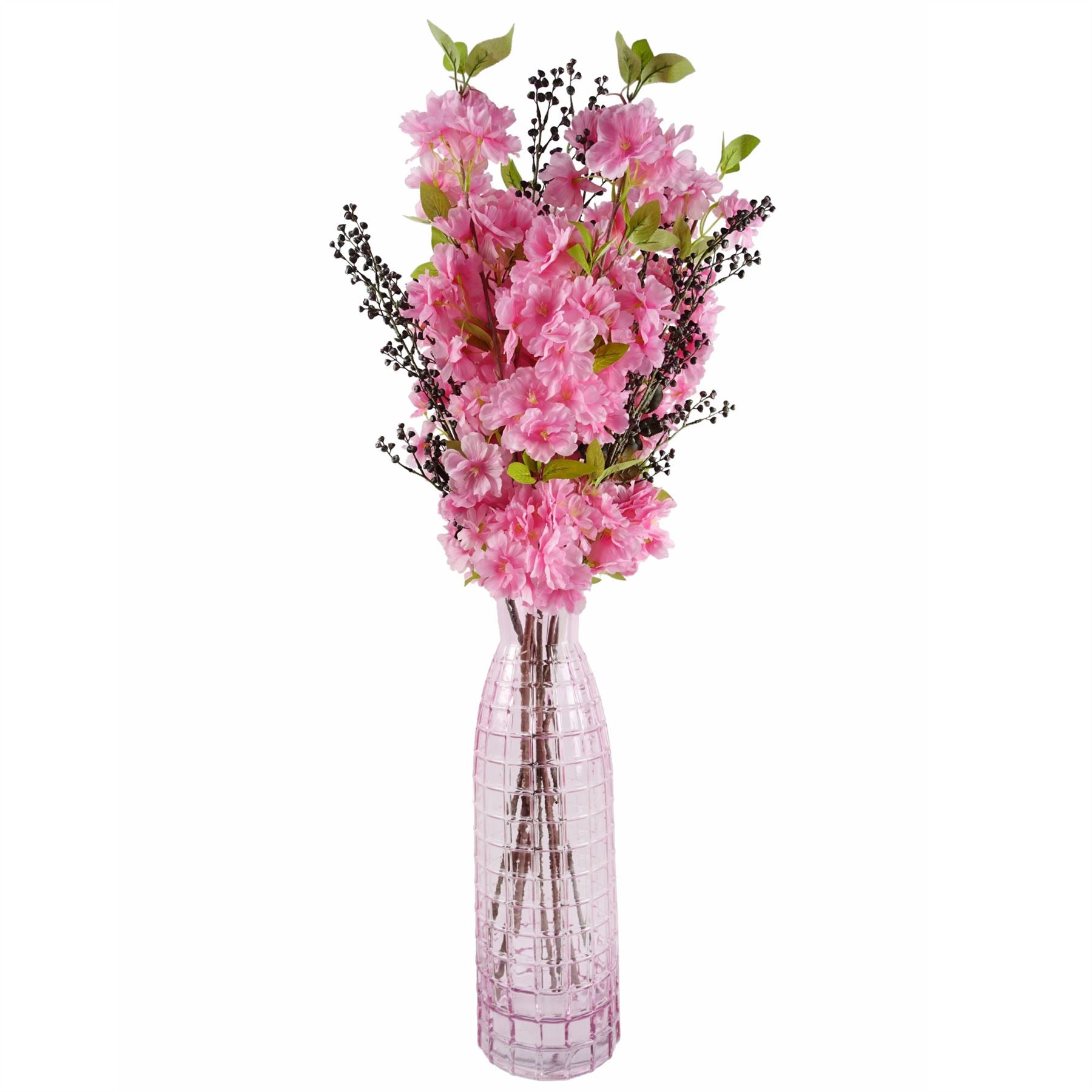 49cm Tall Pink Square Glass Vase – image 5