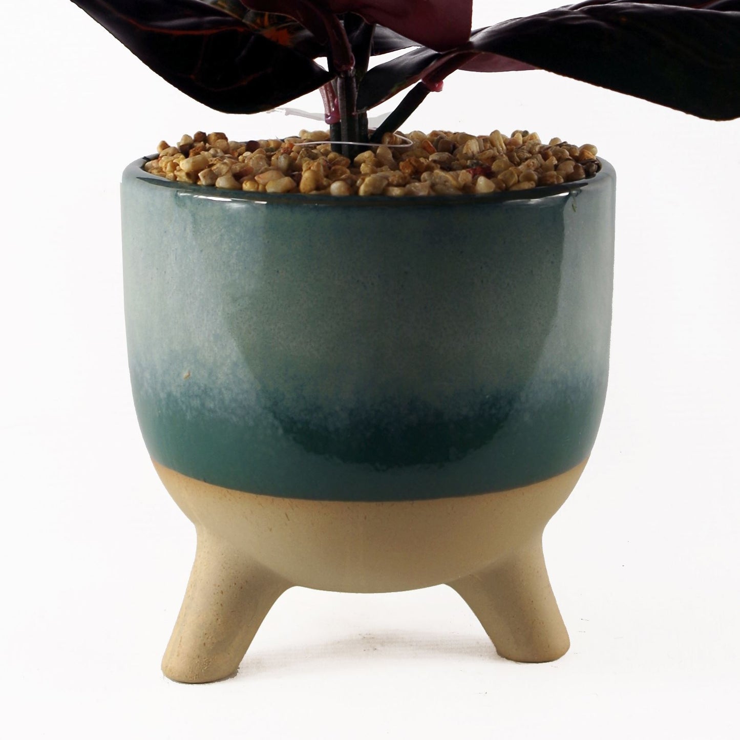 35cm Artificial Ficus Plant with Teal Blue Green Ceramic Planter – image 2
