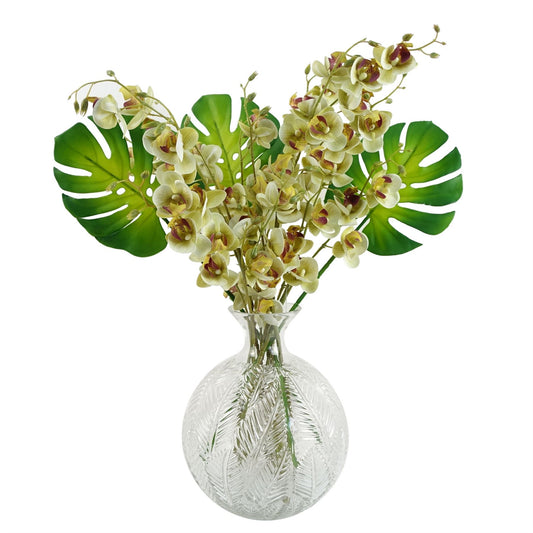 26cm Clear Fern Print Glass Bottle Vase – image 2