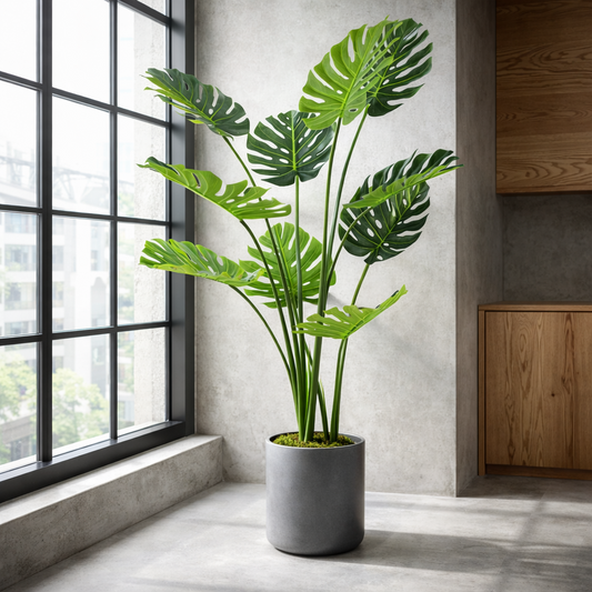 Luxury Monstera Plant Black Pot 120cm Artificial – image 2